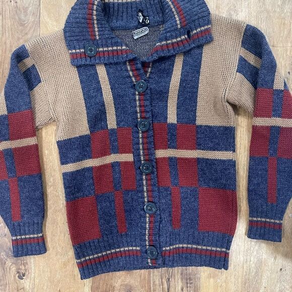 Smith vintage tartan style front buttons cardigan made in Spain sz 38 M - Picture 1 of 8